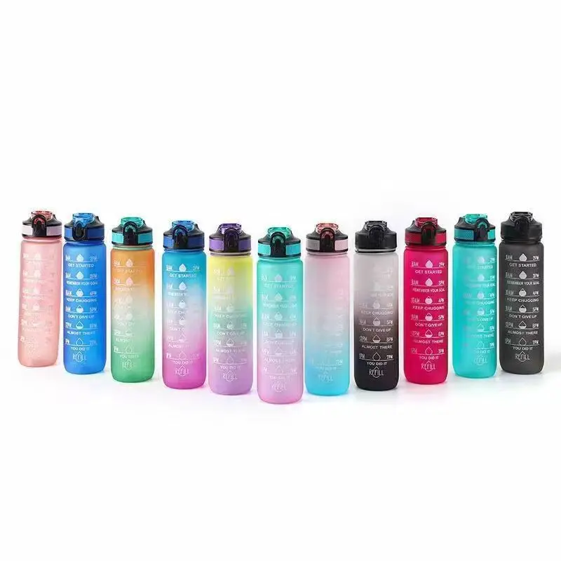 wholesale products 1000ml 32oz BPA Free Tritan Sport Fitness Motivational Plastic Water Bottles with Logo Custom
