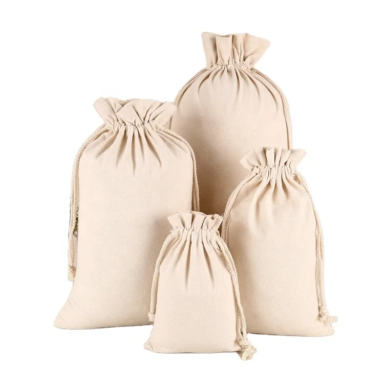 Drawstring Cotton String Bag/cotton Pouch Customized Size Customized Color Packing Acceptable