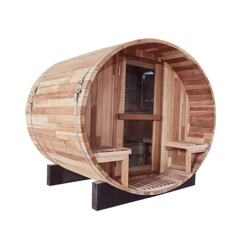 2024 hot selling hemlock / cedar outdoor steam barrel sauna room traditional sauna with heater accessories 4-5 people