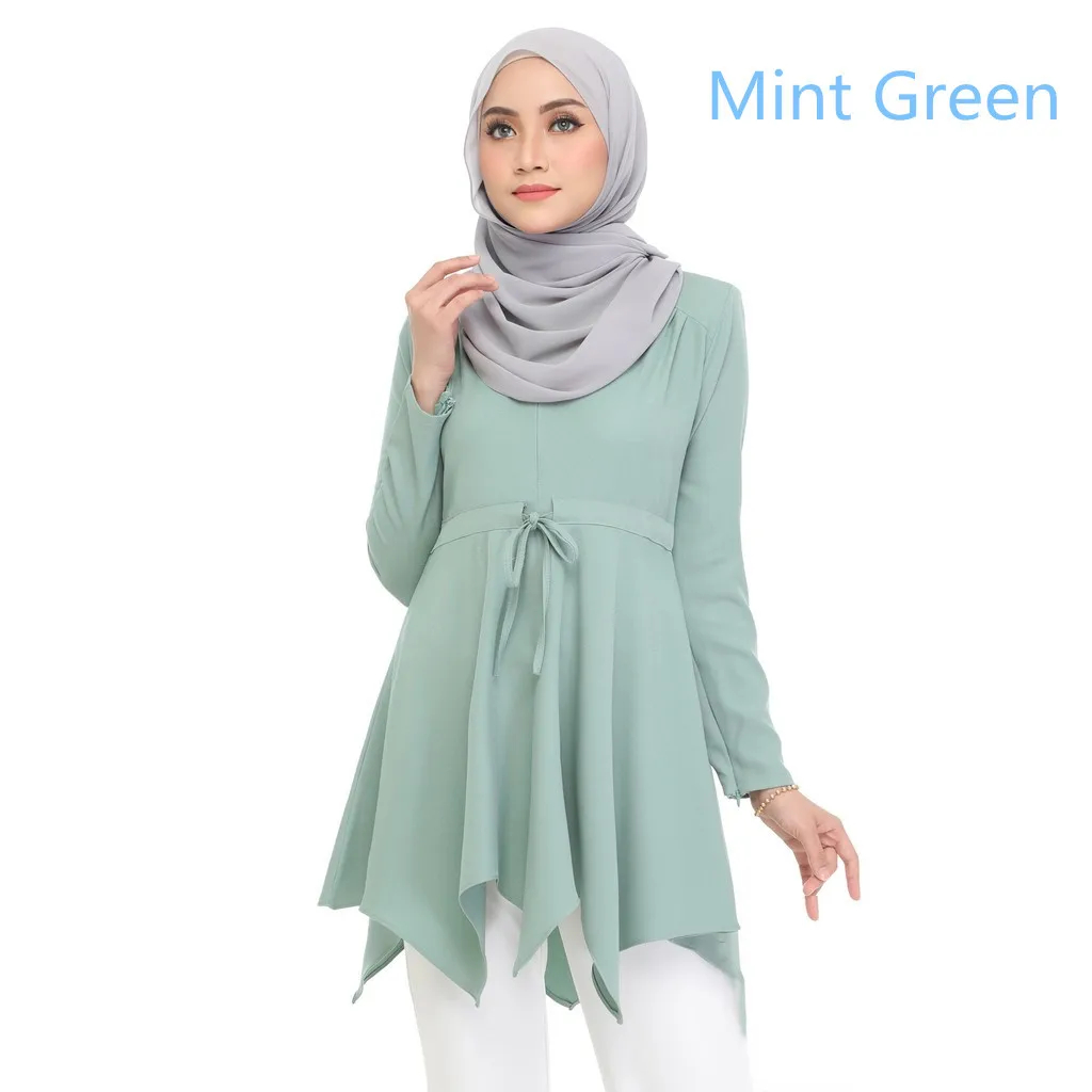 New Styles Muslim Women Blouse Spandex Islamic Casual Clothing Various Colors Ladies Long Shirts