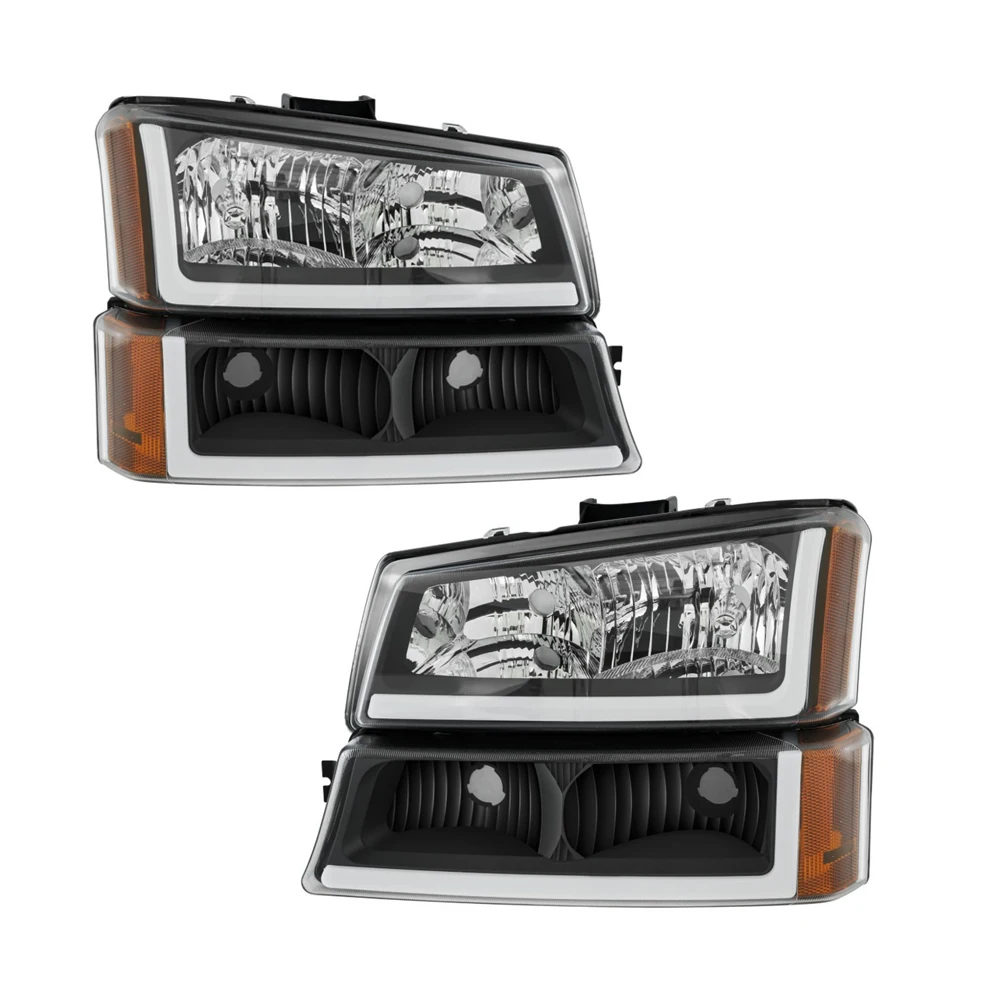 Fit For Chevy Silverado 2003-2007 LED DRL Headlights + Signal Bumper Lamps