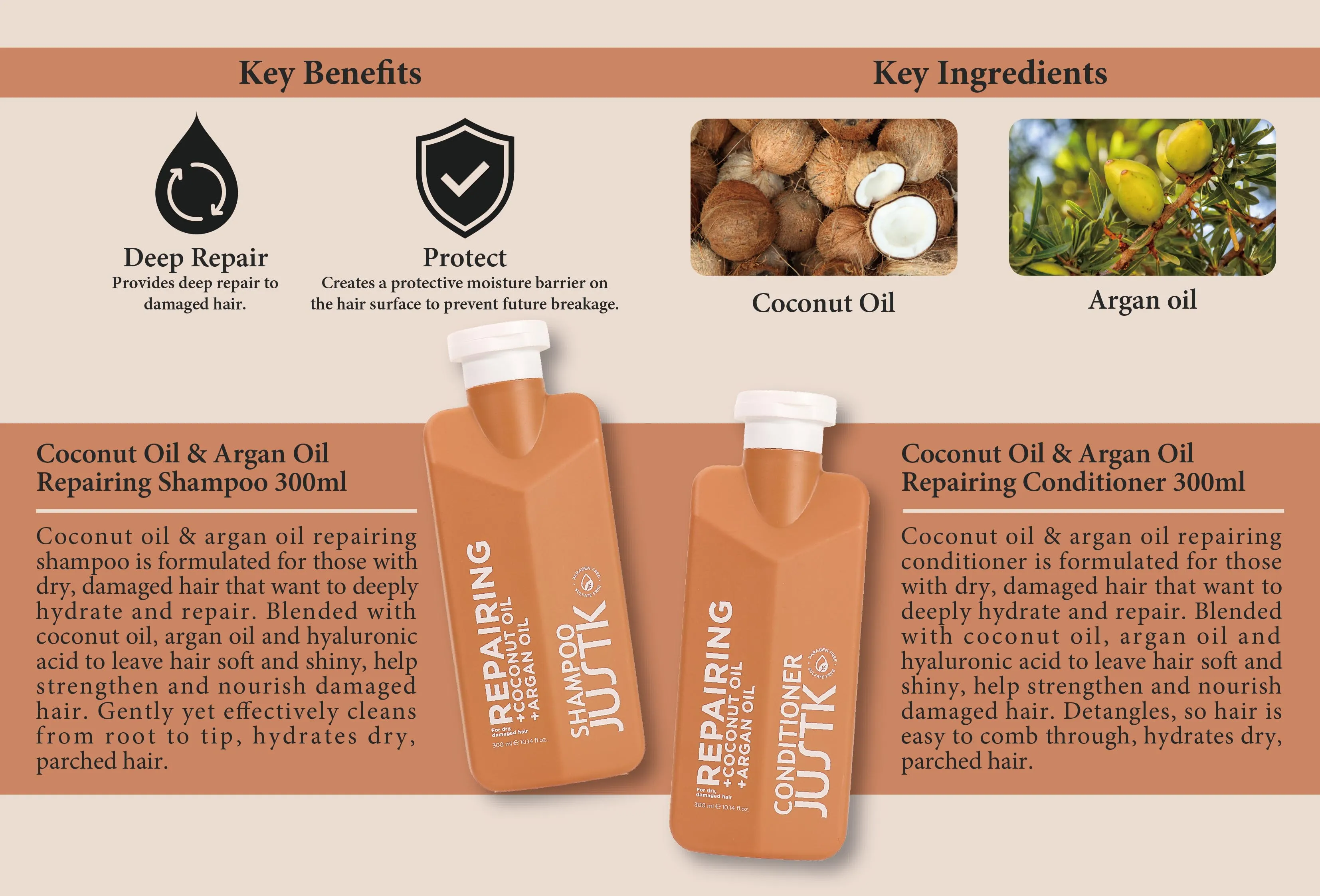 OEM Vegan Repairing Herbal Shampoo Coconut Oil Shea Butter Hair Moisturizing Deep Repair Argan Oil Shampoo and conditioner