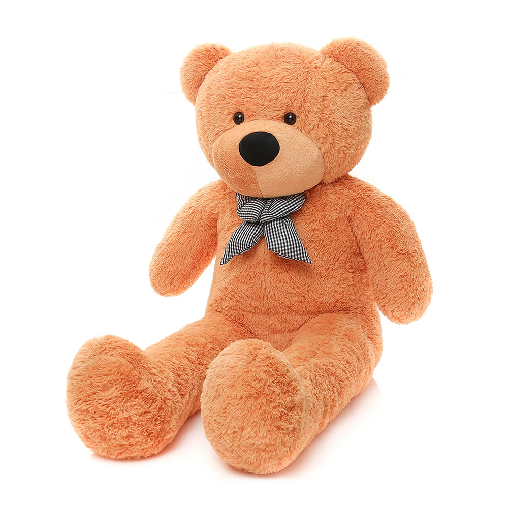 Niuniu Daddy Free Shipping Wholesale Giant Plush 180cm Yellow Toy Teddy Bear With Bow Skin