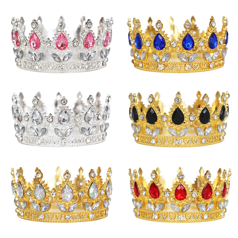 Silver Gold Children Birthday Cake Decoration Crown Flowers Decoration Pearl  Diamond Mini Crown