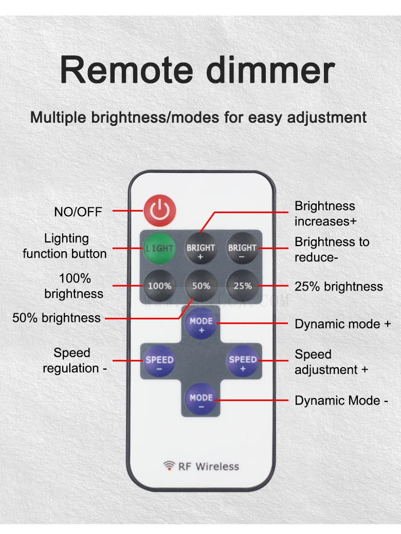 DC5-24V 11 keys wireless mini RF remote control switch single color dimmer LED light strip wireless dimming controller