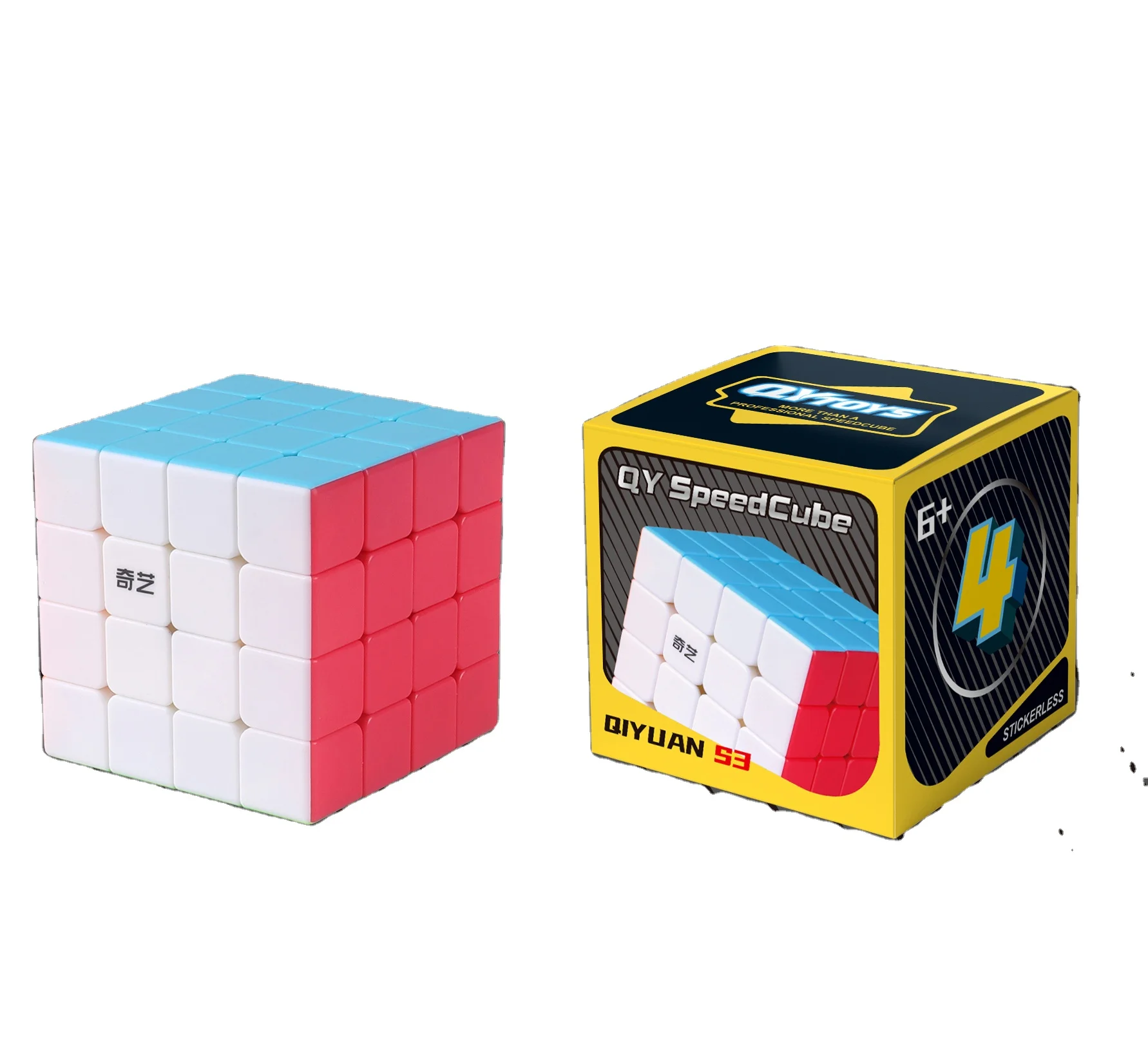 Qiyi QiYuan S3 magic cube stickerless puzzle toy with color box packing speed toy white base gift children promotion 4x4 cube