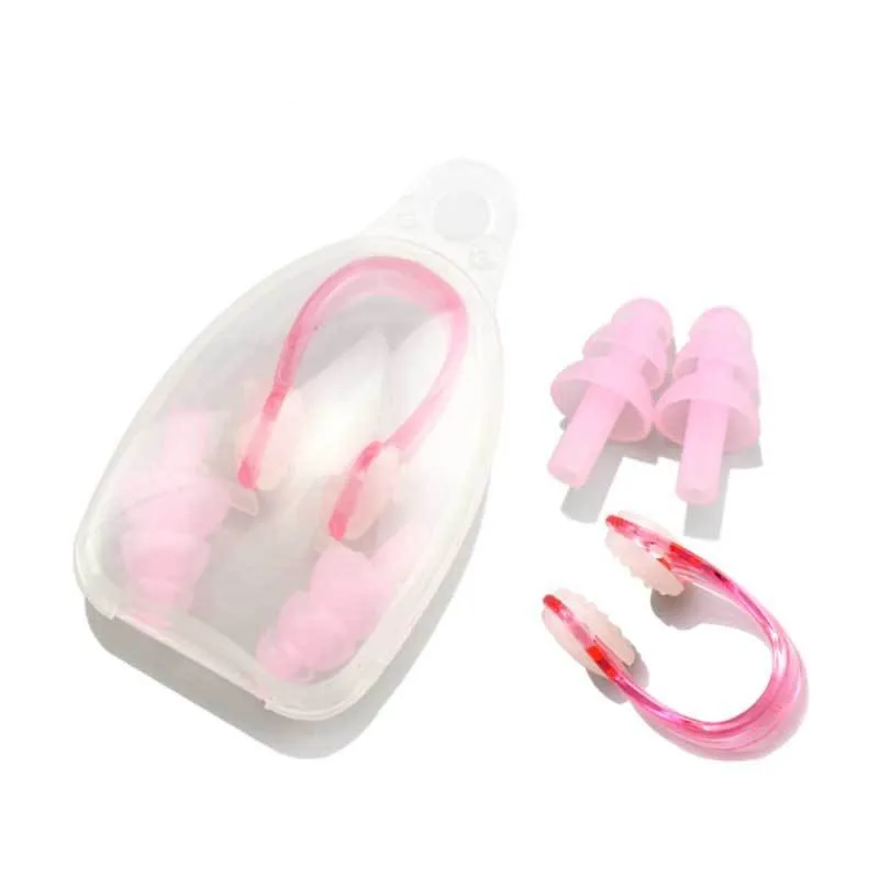 Customized Logo Waterproof Reusable Gel Swimming Silicone Earplugs Nose Clip Set