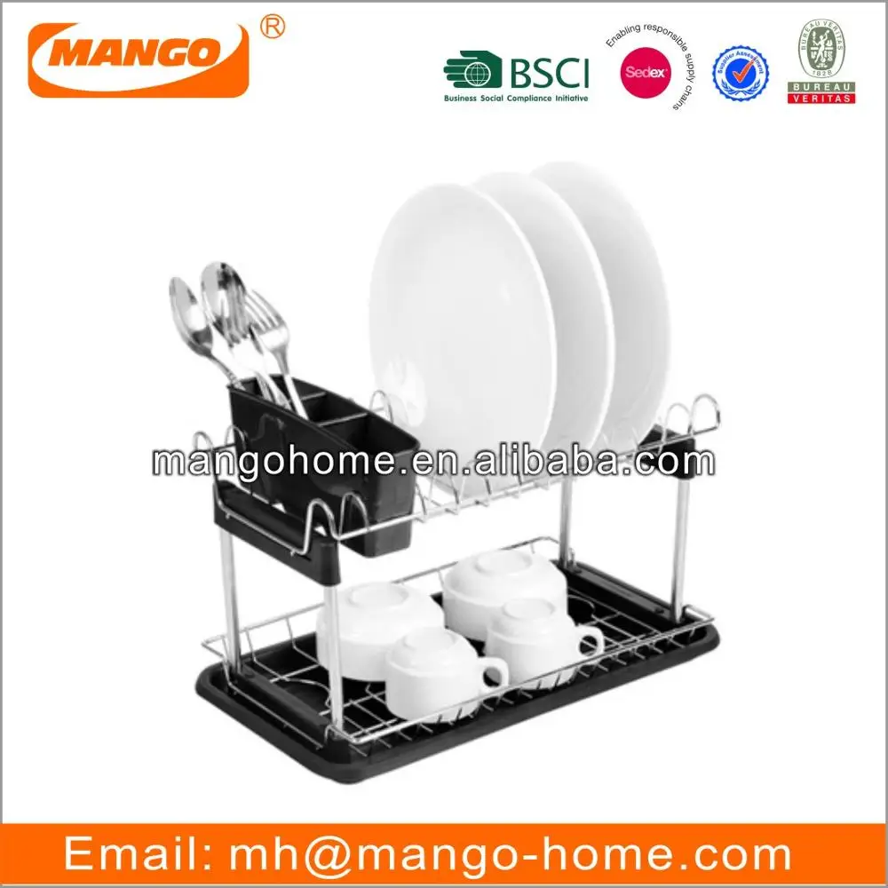 2 Tier Stainless Steel Kitchen Dish Racks Metal Wire Kitchen Wine Plate Dish  Drying Racks Table Storage Dish Rack