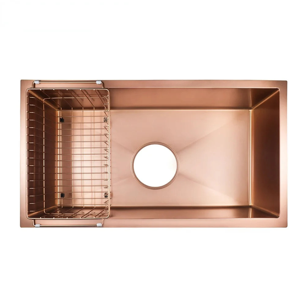 Stainless Steel Kitchen Wash Basin Single Bowl  Nano Finish Copper Kitchen Sinks