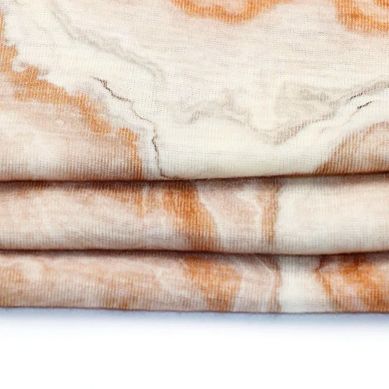 Custom Knitted Digital Printing 215g/m 30% Silk 70% Merino Wool Blend Rib Fabric For Shawl