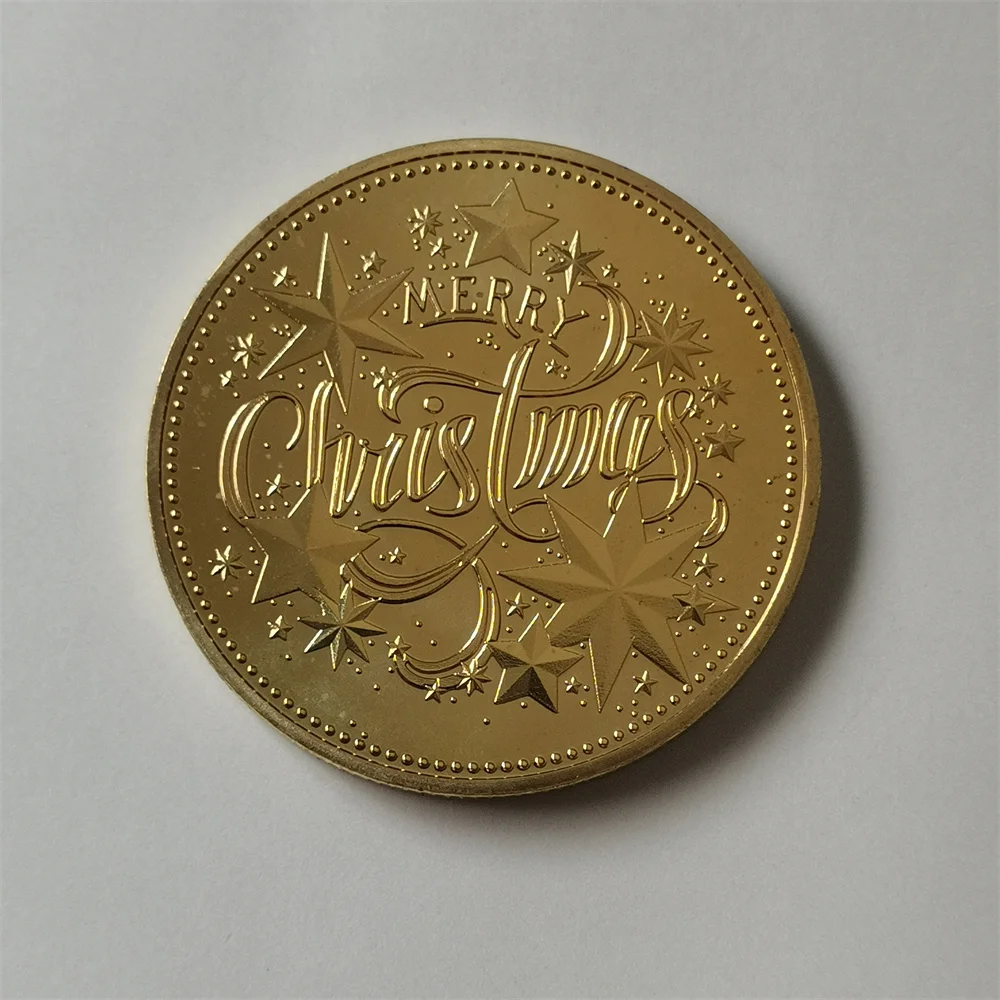 Ready To Ship Christmas Design Zinc Alloy Brass Metal Enamel Gold Silver Metal Souvenir Coins Challenge Coins With Box Packing