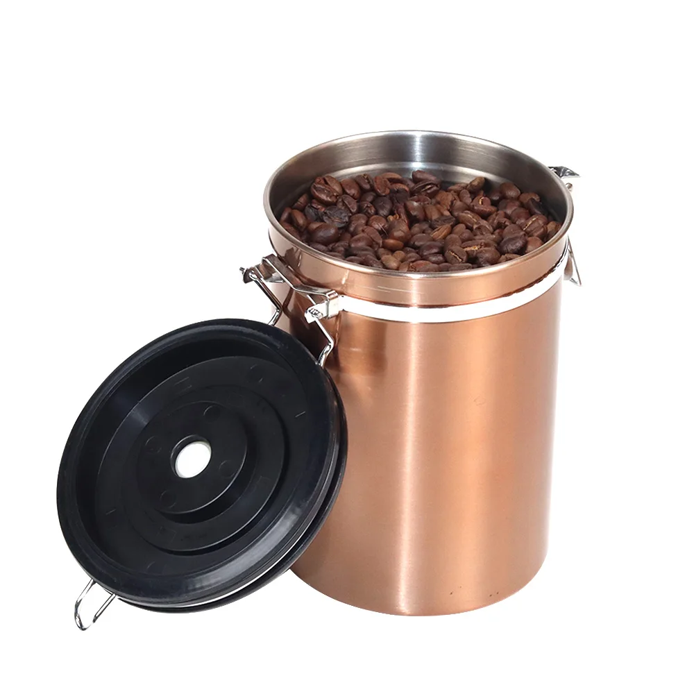 Sealed Stainless Steel Vacuum Coffee Canister Kitchen Food Storage Cans Coffee Beans Container With CO2 Valve