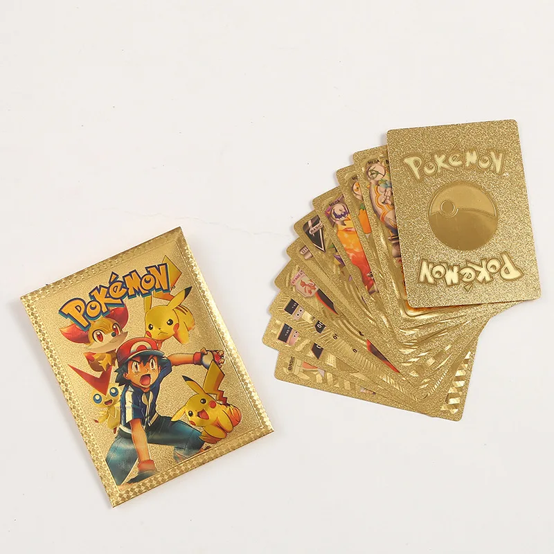 Wholesale Pokemoned cards games Poke-mon gold foil cards 10 pet sprite card cartas pokmon original