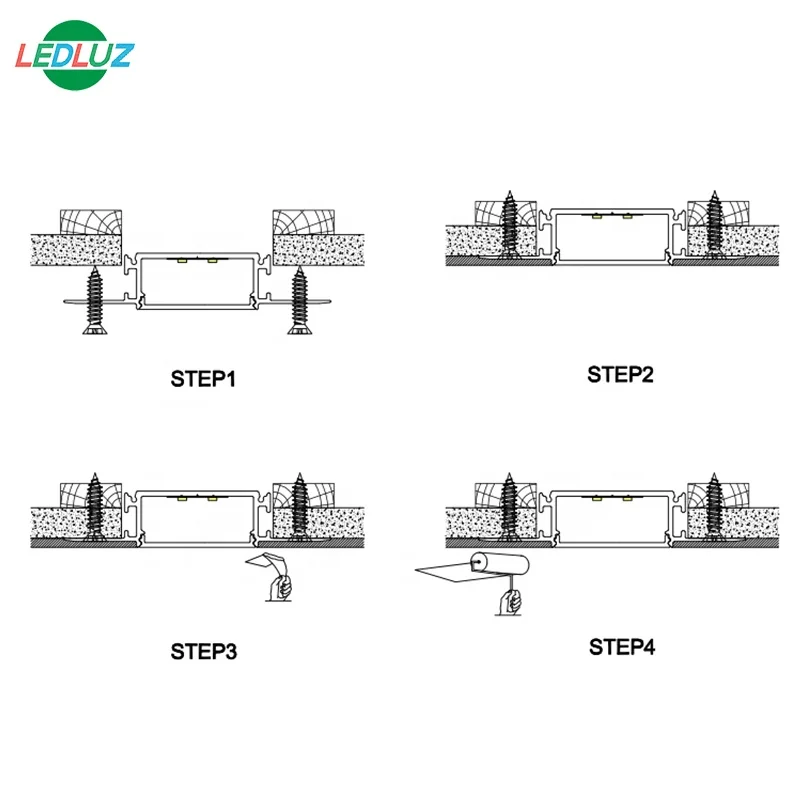 
ALP083-R 16mm Trimless Recessed T Shape Drywall LED Profile for Multi Rows LED Strips 