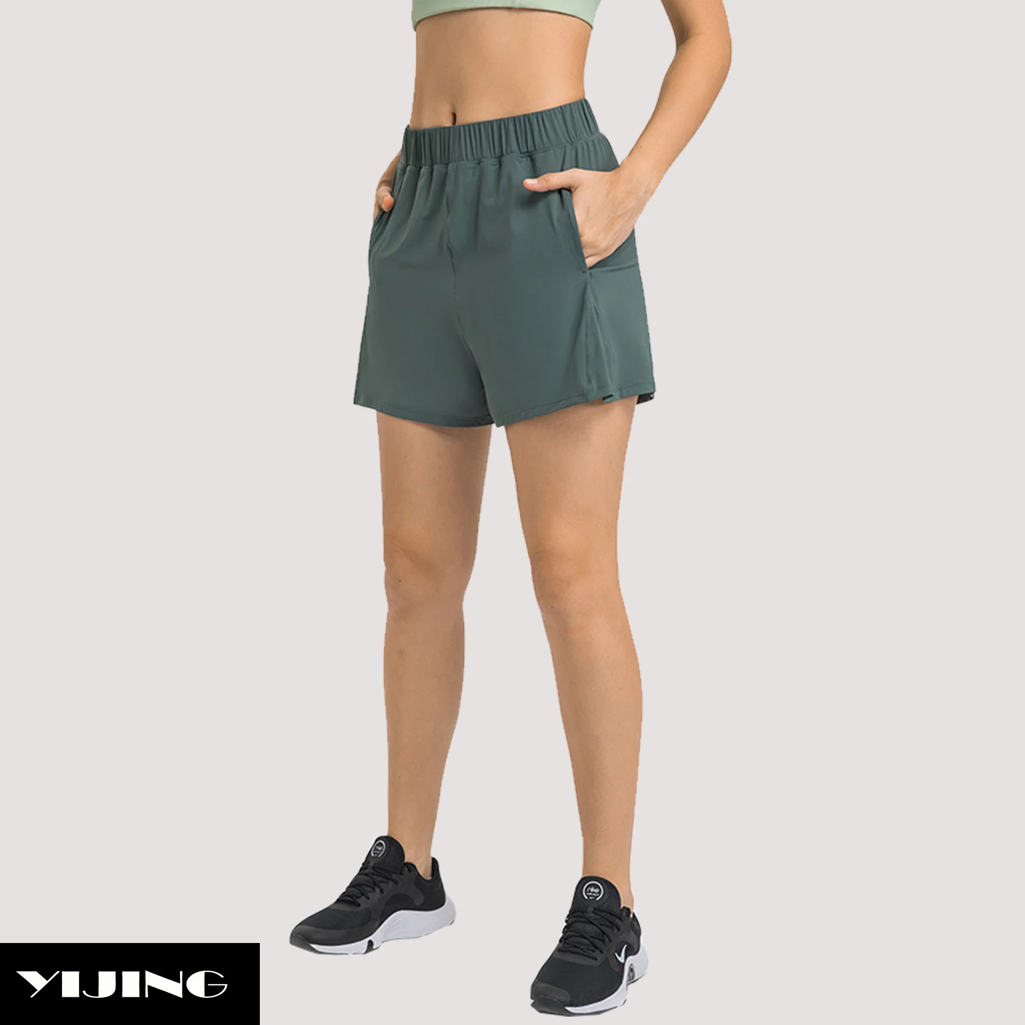 New Fashion Women Workout Gym Warm-Up Shorts High Waist Casual Loose Polyester Spandex Yoga Shorts For Women