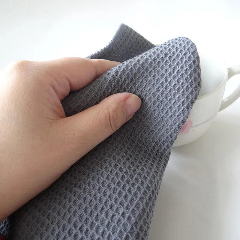 Wholesale Large Size 100% Cotton Waffle Embroidery Dishtowel Kitchen Towel Cleaning Cloth Tea Towels Cocktail Napkin