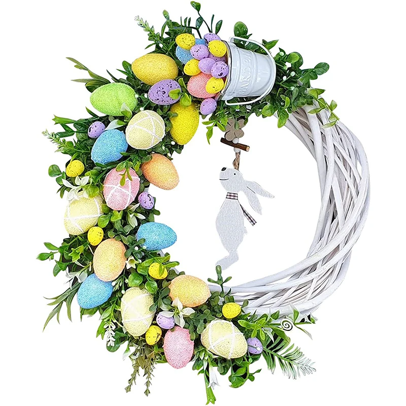 Easter Plant Garland DIY Bunny Egg Artificial Wreaths Wedding Home Easter Wall Door Hanging Home Party Decoration Rabbit Wreath