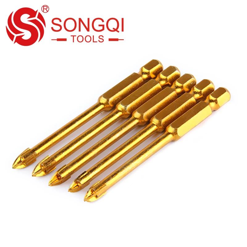 SONGQI Hex Shank Single Carbide Tip 5-12mm Glass Tile Drill Bit for Porcelain Glass Tile Ceramic Drilling