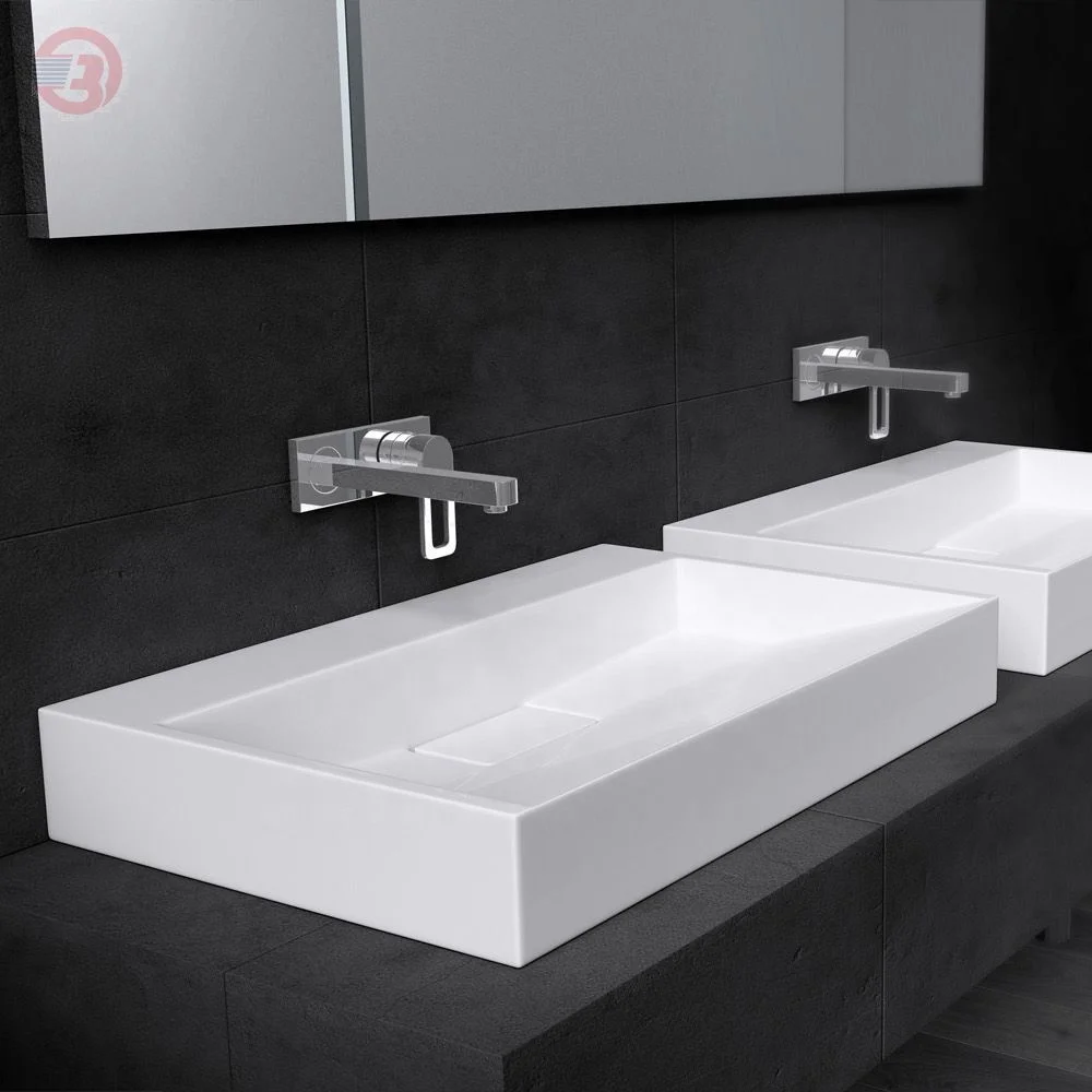 Hotel WC white solid surface integrated deep bathroom acrylic Wash hand basin sinks
