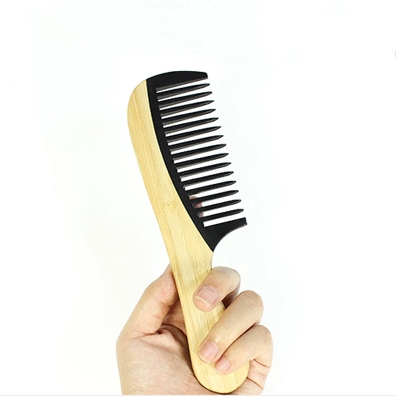 Eco Vintage Natural Ox Horn Green Sandalwood Fragrance Comb Wooden Handle Buffalo Horn Comb Set