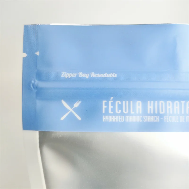 Resealable matte finished plastic one side aluminum foil mylar stand up zipper 500g tapioca powder bag with window