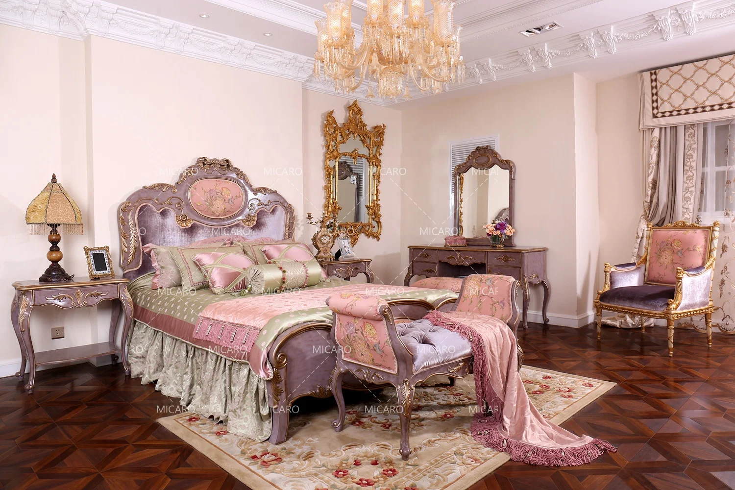 Rococo, классический стиль, цельная древесина, ручная резьба, принцесса, детская спальня, набор мебели