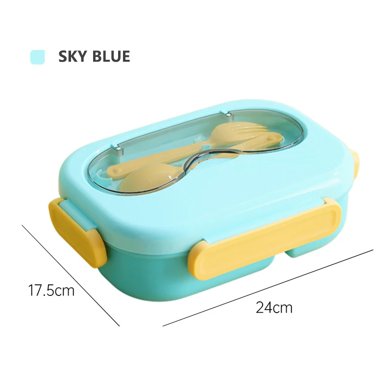 Factory Price Kawaii Portable 3 Grids 1200ml Microwave Safe Plastic Lunch Box With Cutlery Set For Grids School