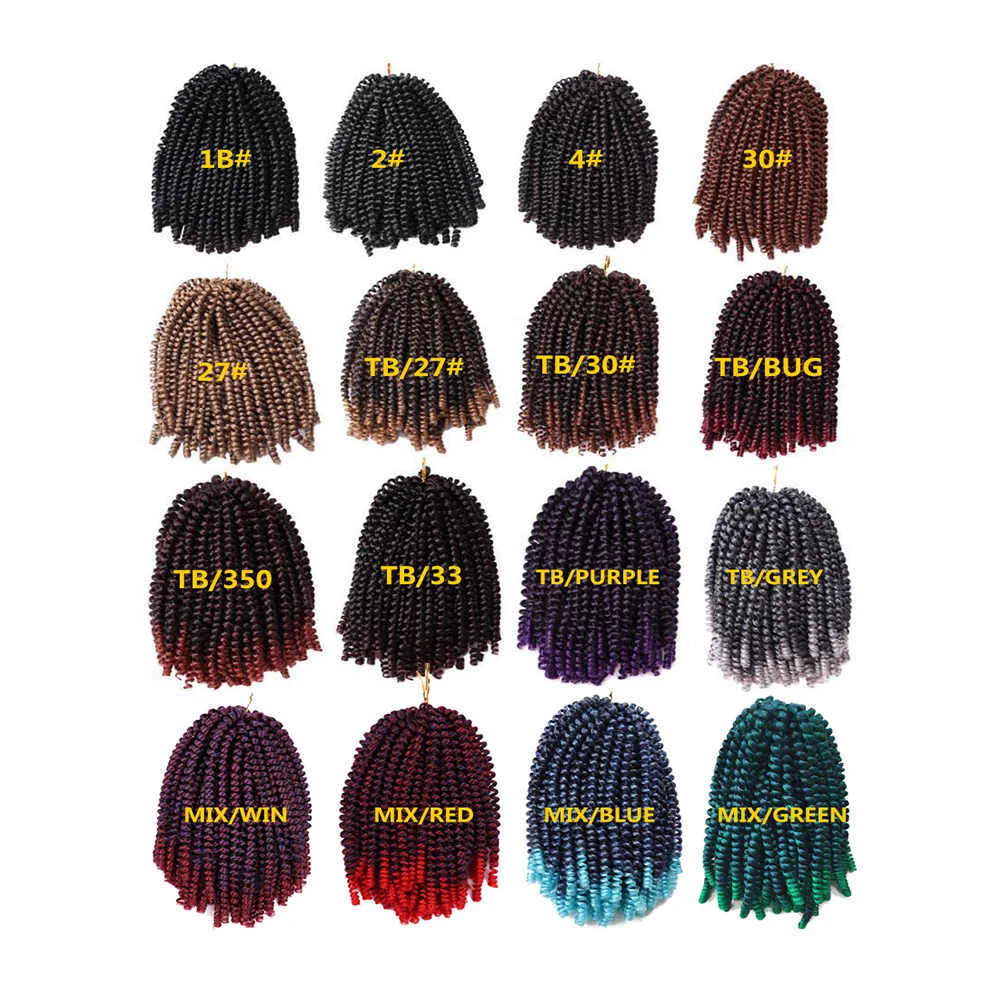 Ombre Colors spring twists crochet braiding synthetic hair extensions