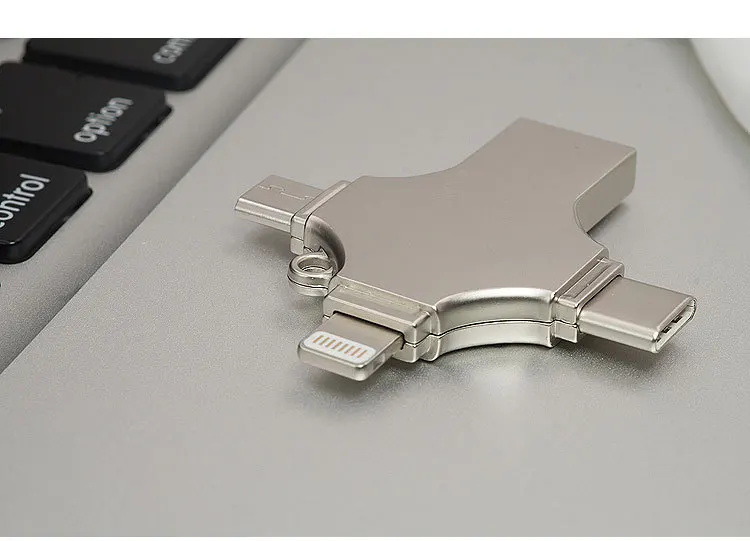4 in 1 OTG custom USB Flash Drive logo 2.0 Memory Card Reader 8 16 32 64 128GB for iPhone iPad MacBook Android
