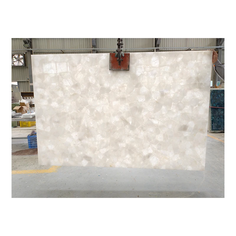3200*1600*20mm Natural Large Size Semi Precious Stone Pure White Crystal Quartz Slabs