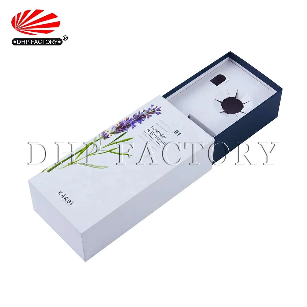 Элегантный полноцветный индивидуальный логотип Жесткий картон раздвижной ящик стиль Рид диффузор упаковочная бумажная коробка