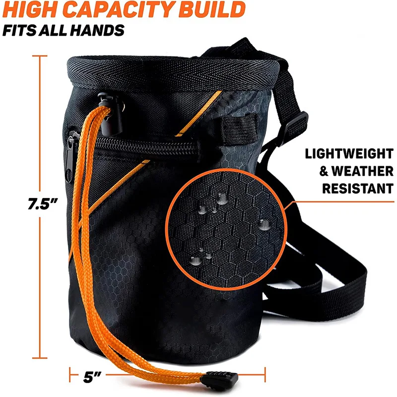 Chalk Bag with pocket for Men And Women Chalk Bag for Rock Climbing Drawstring Chalk Bag