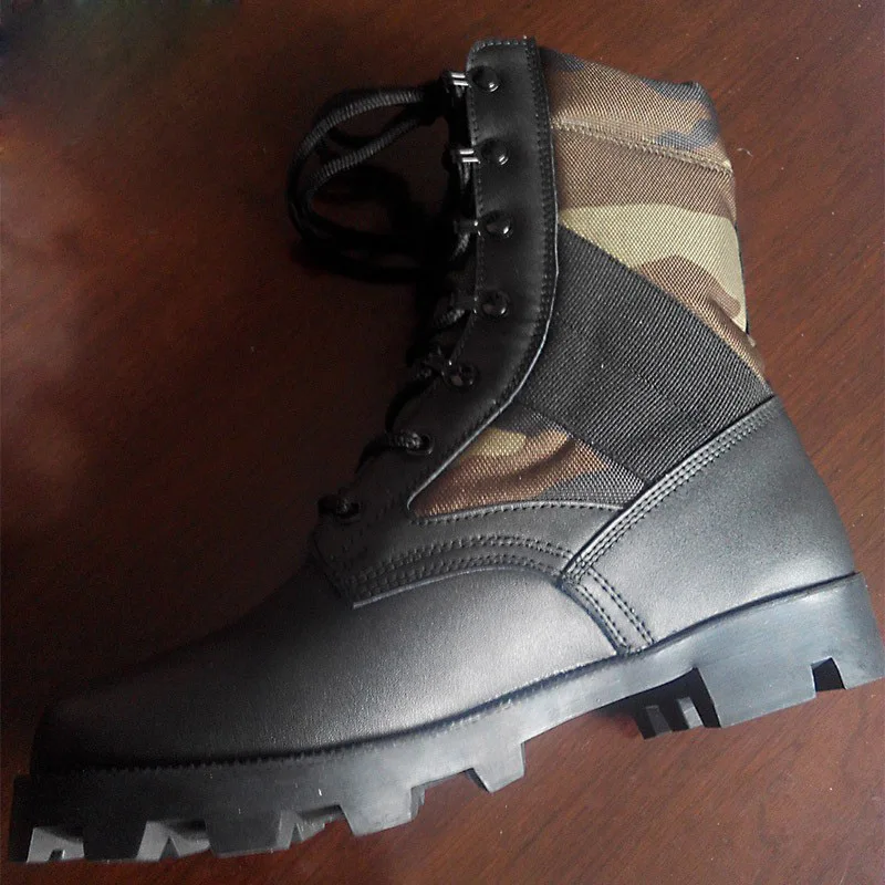 classic 8 inch black leather patrol boots for combat mission