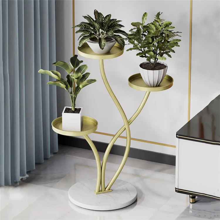 Metal Flower Plant Shelf 3 Pots Holder Wedding Party Decorative Green Plants Stand Flower Display Rack
