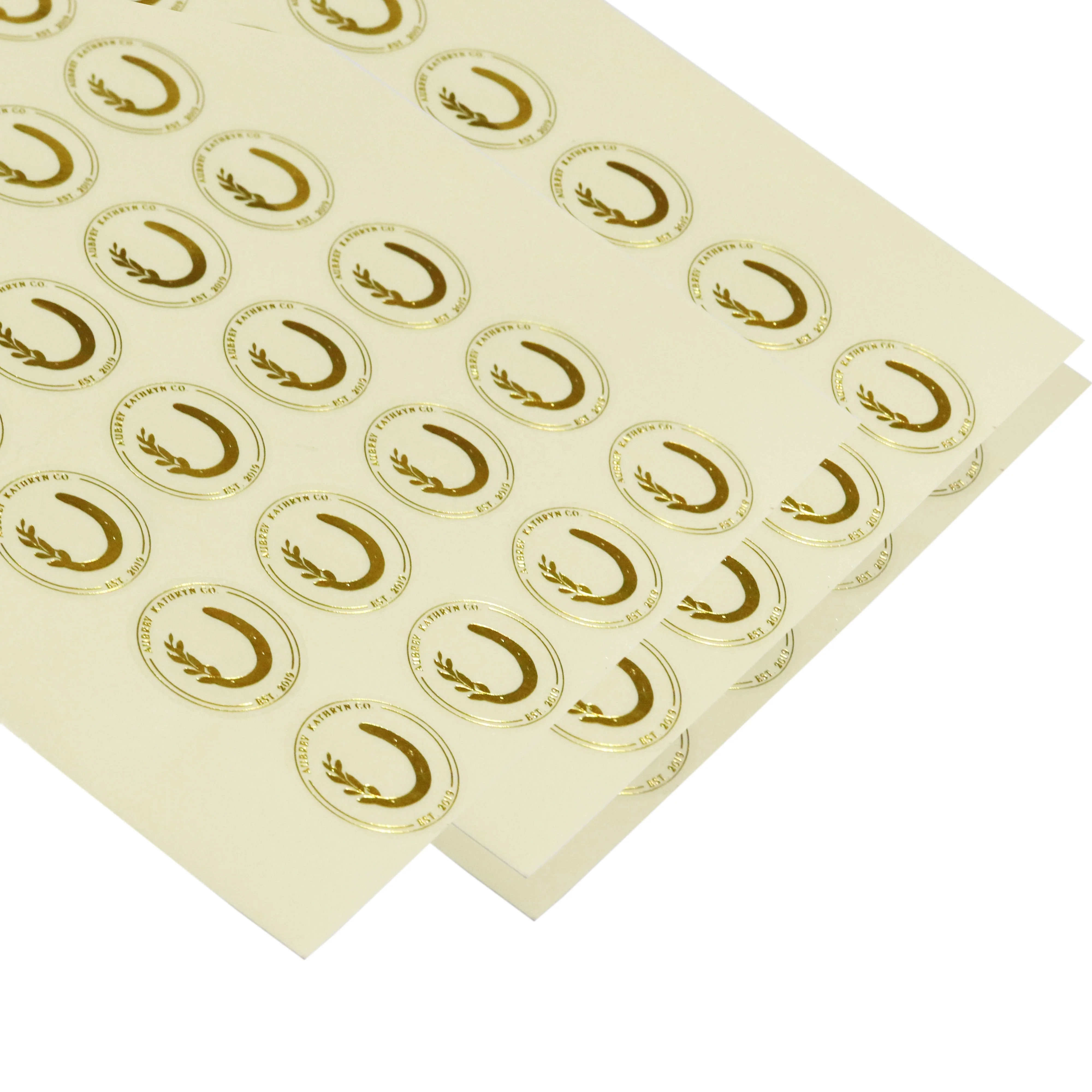 High Quality Vinyl Self Adhesive Waterproof Transparent Round Sticker Gold Foil Logo Custom Decoration PVC Sticker Sheet