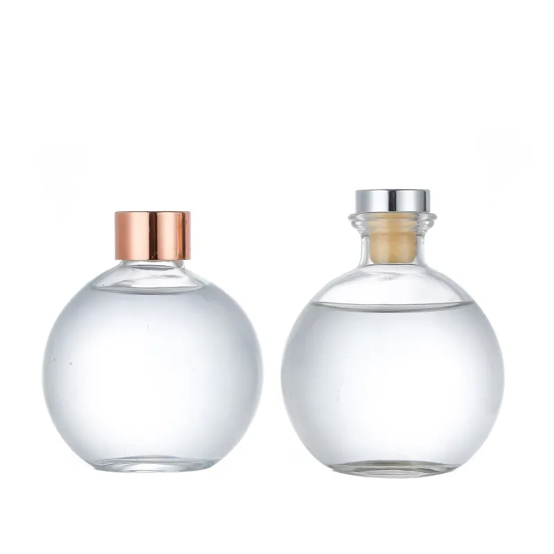 Luxury Clear Frosted Round Perfume Container 50ml 100ml 150ml 200ml Glass Reed Diffuser Bottle For Home Decor Fragrance