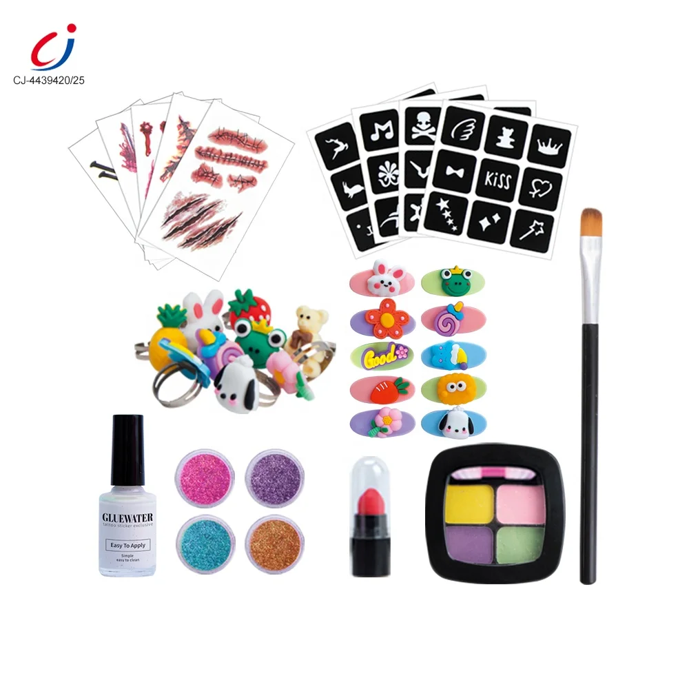 Chengji halloween makeup set DIY tattoo stickers nail cosmetics pretend play beauty colorful toy makeup set