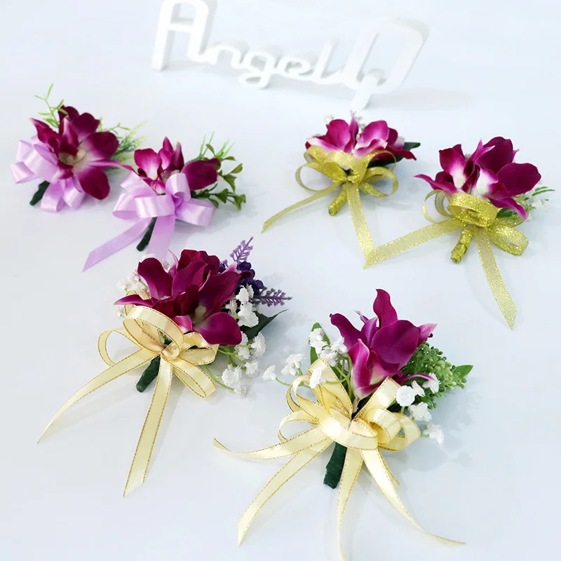 XH031 Wholesale All Kinds Of Style Wedding Supplies Guests Wear Ceremonial Flaperon Artificial Orchid Corsage