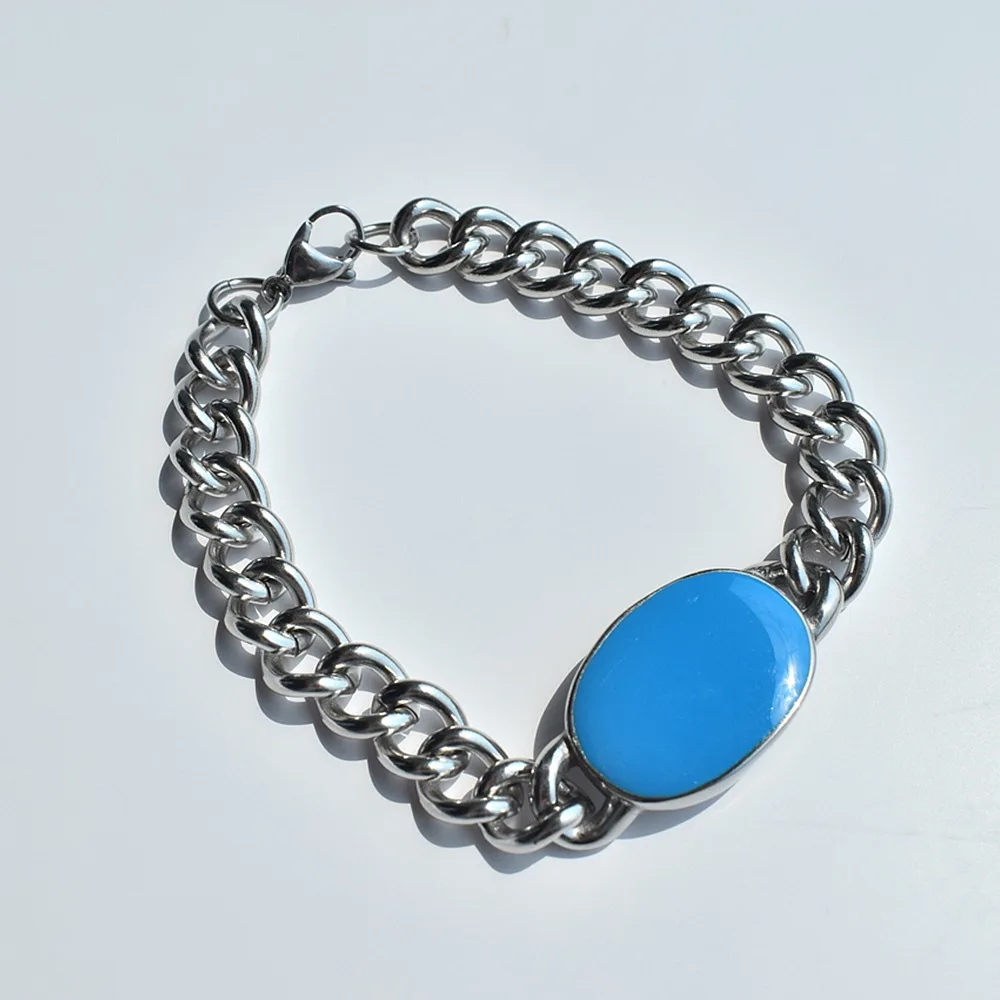 Punk Stainless Steel Cuban Chain Salman Khan Bracelet Titanium Steel Link Chain Turquoise Bracelet For Party
