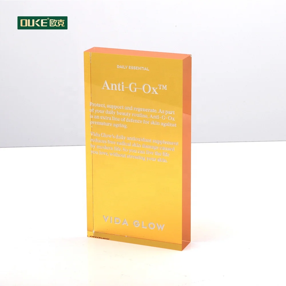 Custom 20mm Clear Acrylic  Block  Display Acrylic Logo Block