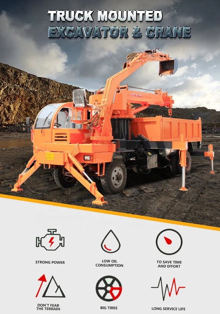 China factory direct sell Truck mounted excavator with Crane for farm