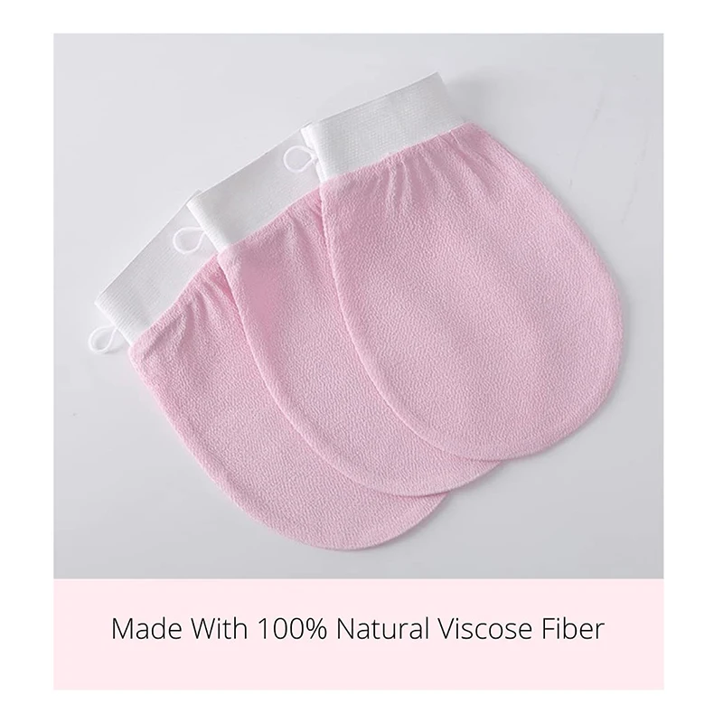 Hot Sell Viscose Eco Exfoliating Pink Mitt Custom Logo Exfoliating Mitt Set