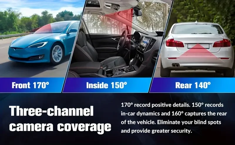 3 Channel Dash Camera A800s HD 4K Full UHD Option 1-Year Warranty Mini Single Lens with Dual Angle 1080p Resolution Toyota Cars