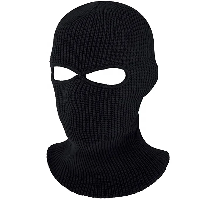 Custom logo designer high quality oem winter knit thermal two 2 hole motorcycle hood blank ski full face mask balaclava