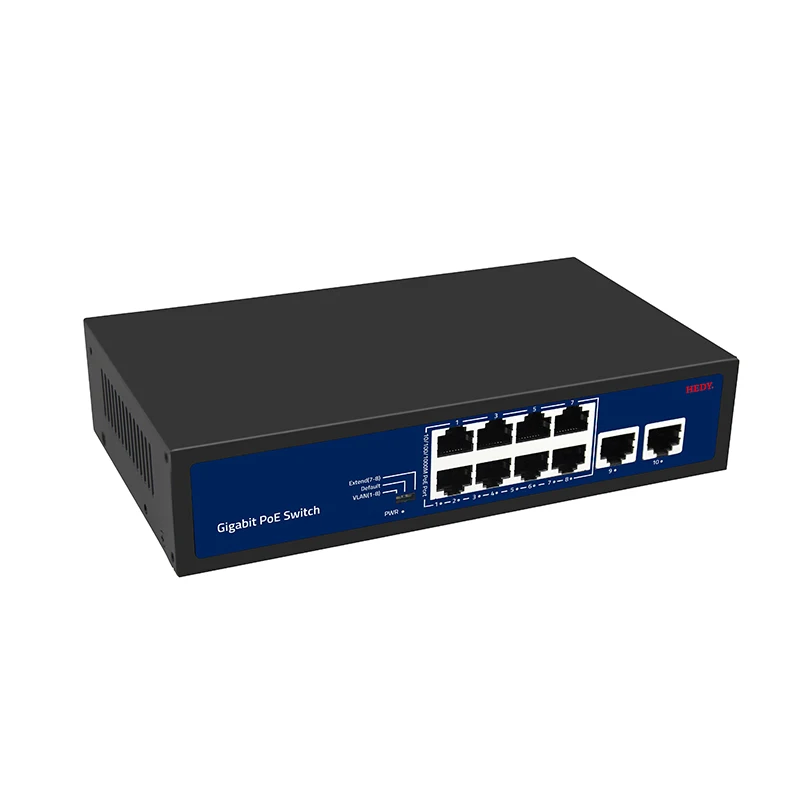 unmanaged 8+2 Ports PoE Switch 4 8 16 24 ports 10/100M & Gigabit ethernet fiber switch poe IEEE802.3af/at suitable CCTV,NVR