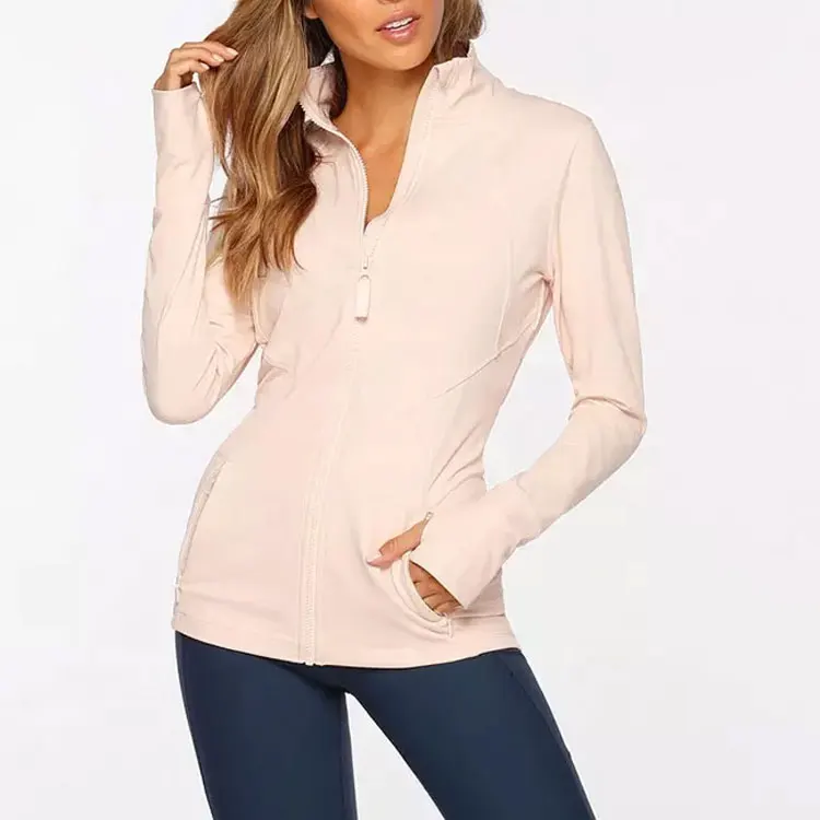 custom high performance plain solid seamless full zipper slim fitness yoga gym jacket women