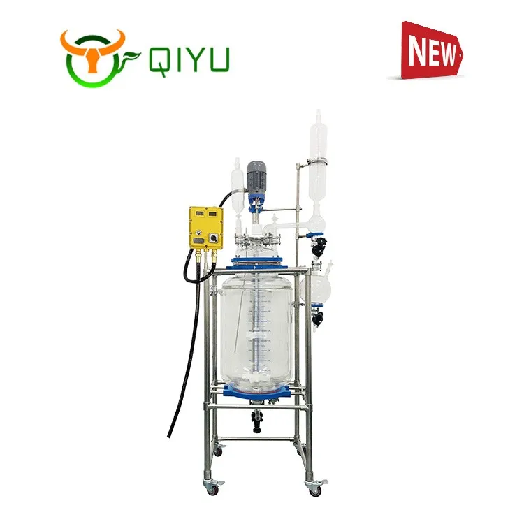 hybrid process reactors Fully Customizable Fast Delivery High efficiency condenser 100L Double layer Jacketed glass reactor