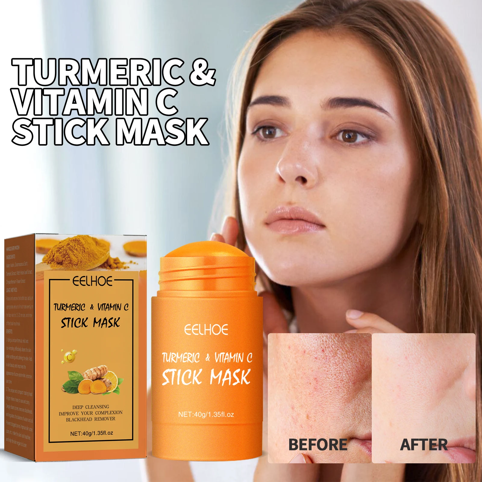 EELHOE turmeric mud mask stick new wholesale turmeric vitamin c cleansing mask stick remove blackheads moisturizing mask mud