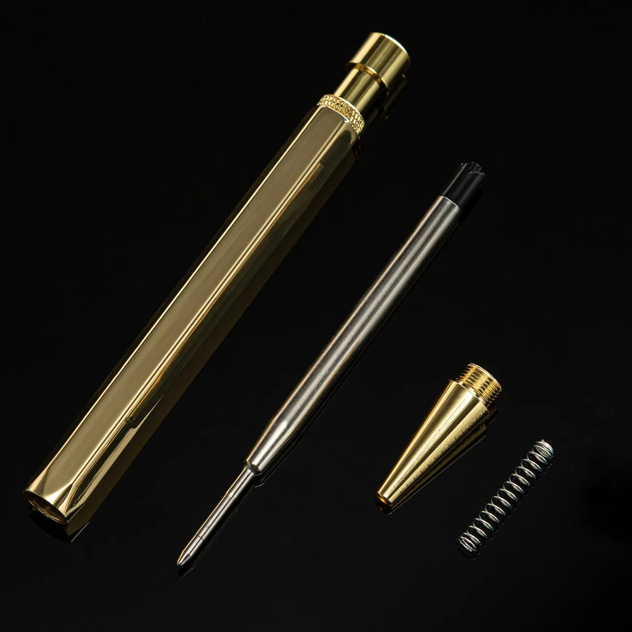 Luxury Brass Retractable Click Hexagonal Ballpoint Pen Office School Writing Stationery Six-edge Premium Goal Digger Pen