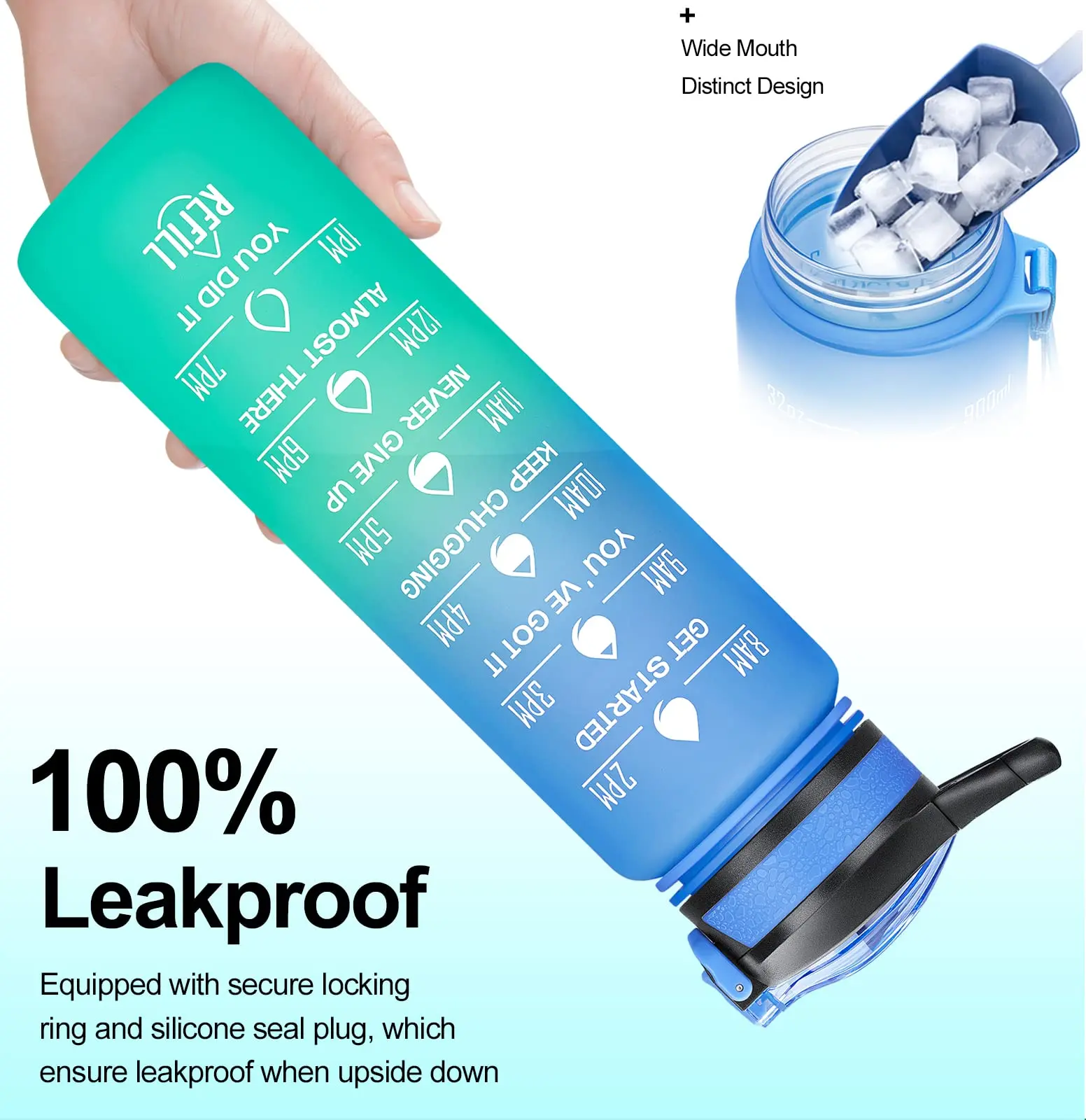 Бутылка для воды 32 унции с маркером времени ремешок переноски герметичный не содержит Бисфенол А убедитесь что вы пьете достаточное количество фитнеса тренажерного зала занятий спортом на открытом воздухе